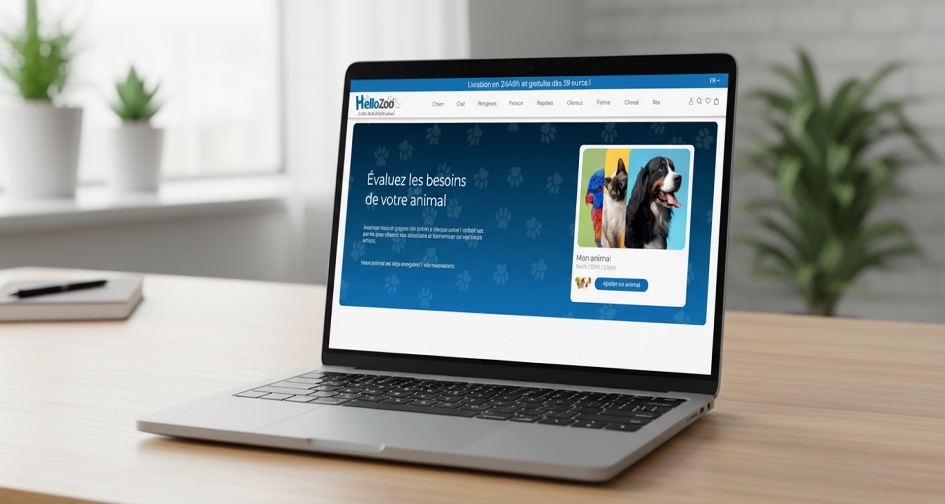 HelloZoo desktop e-commerce homepage mockup